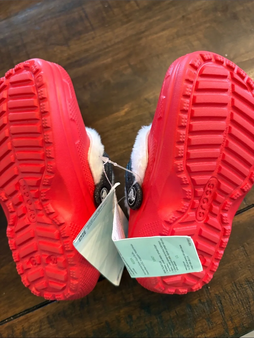 CROCS Red Kids Faux-Fur Lined Clog with Buckle Strap SZ 10C